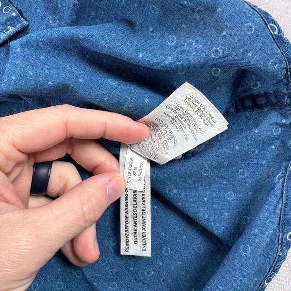 Wallace & Barnes Shirt Mens Medium Blue Chambray Dotted Button Up Camp Casual - Picture 7 of 9